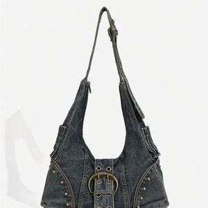 Stylish Black Denim Shoulder Bag